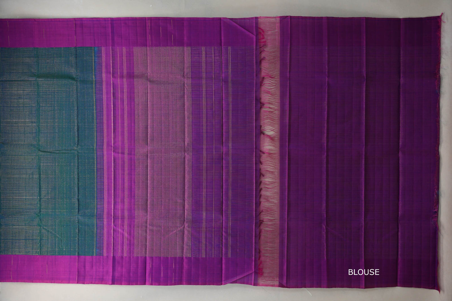 Peacock Blue Plant based Kanjivaram Silk Saree blouse