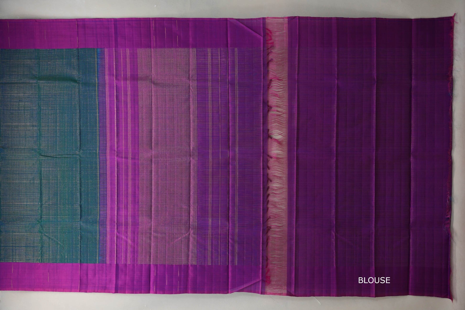 Peacock Blue Plant based Kanjivaram Silk Saree blouse