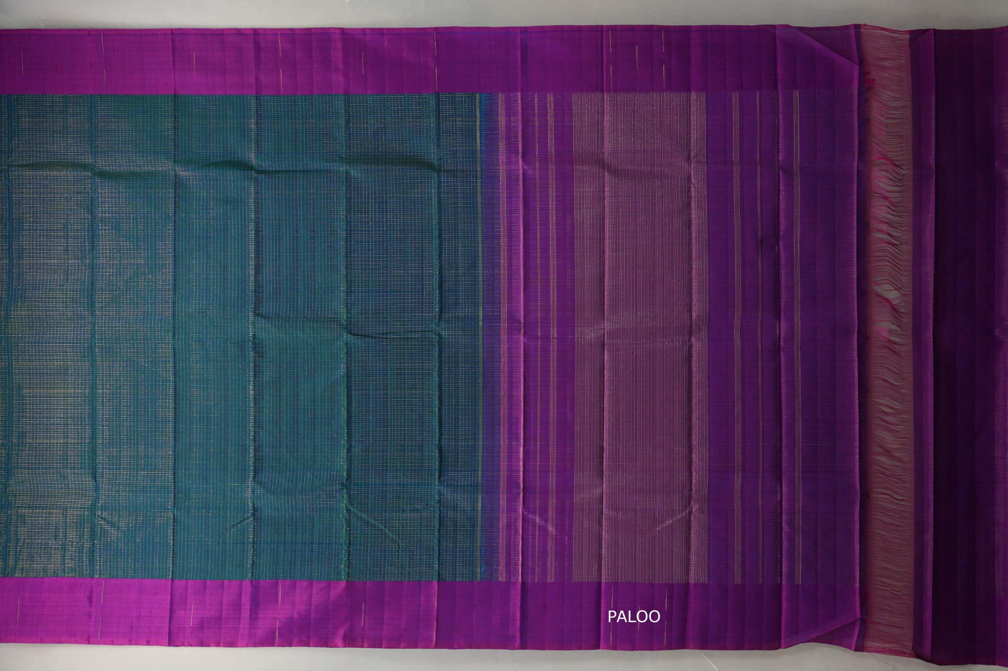 Peacock Blue Plant based Kanjivaram Silk Saree paloo