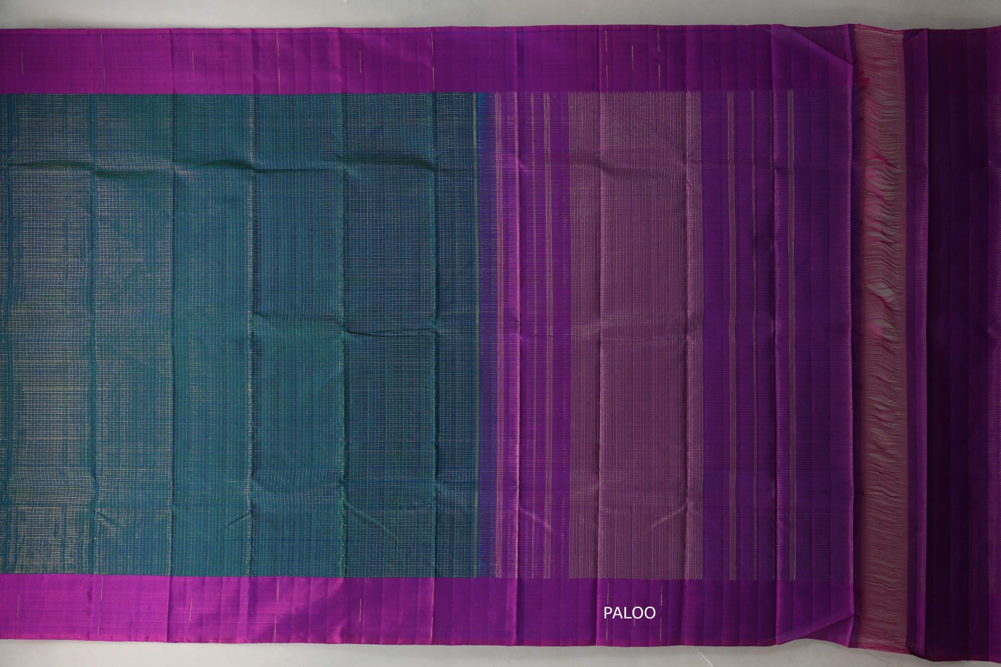 Peacock Blue Plant based Kanjivaram Silk Saree paloo