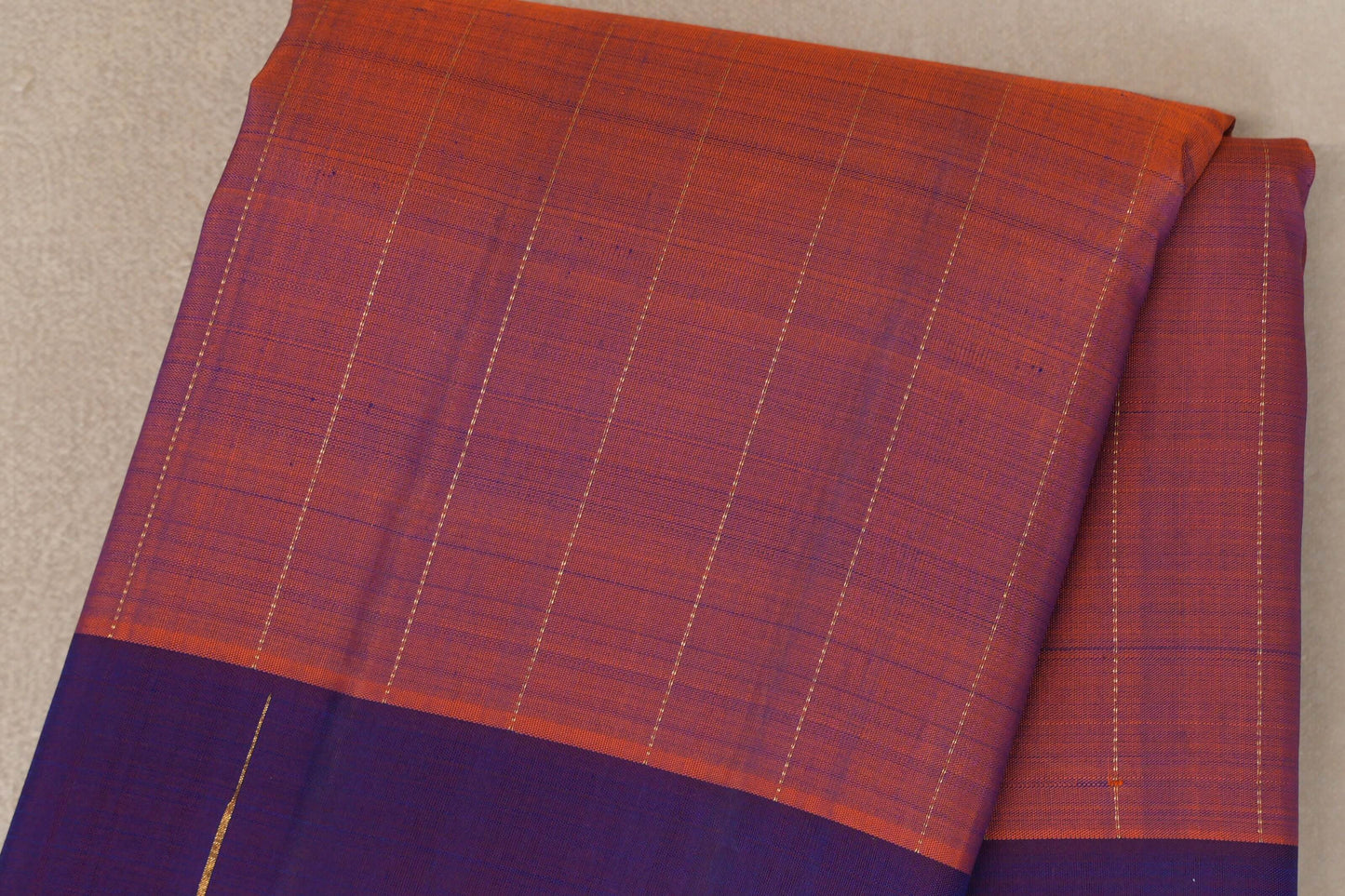 Dual Tone of Orange & Deep Blue Plant based Kanjivaram Silk Saree  body