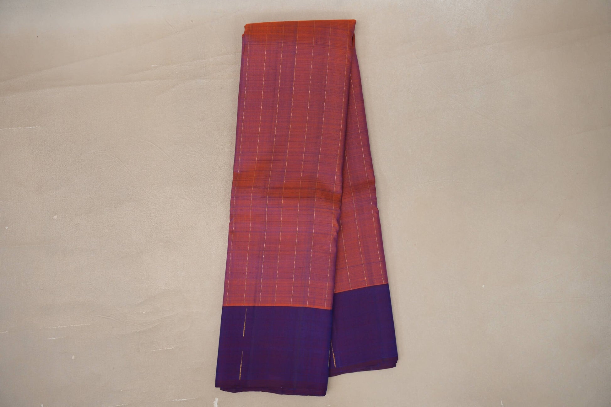 Dual Tone of Orange & Deep Blue Plant based Kanjivaram Silk Saree 