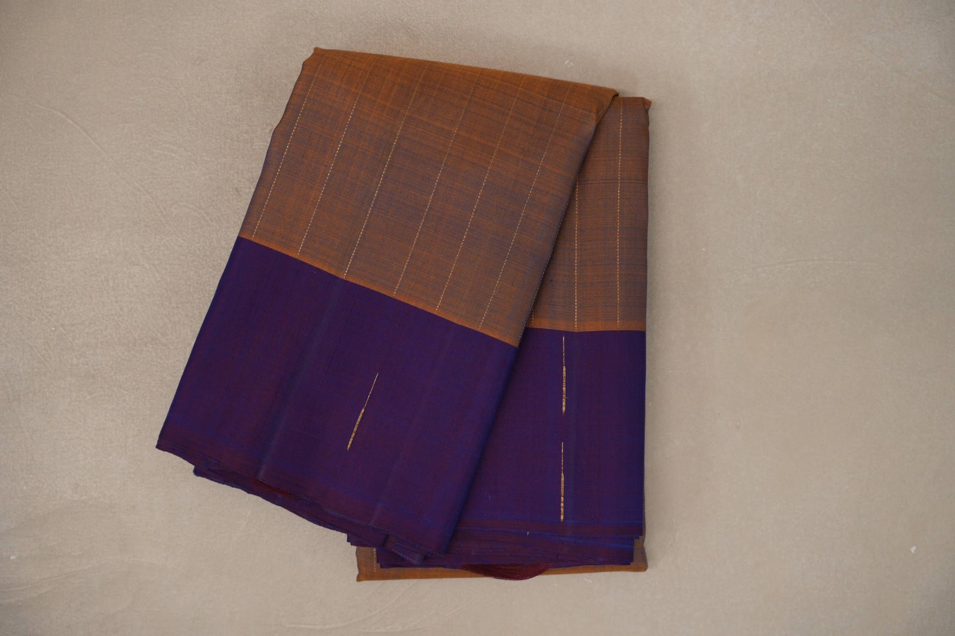 Dual Tone of Mustard & Deep Blue Plant based Kanjivaram Silk Saree