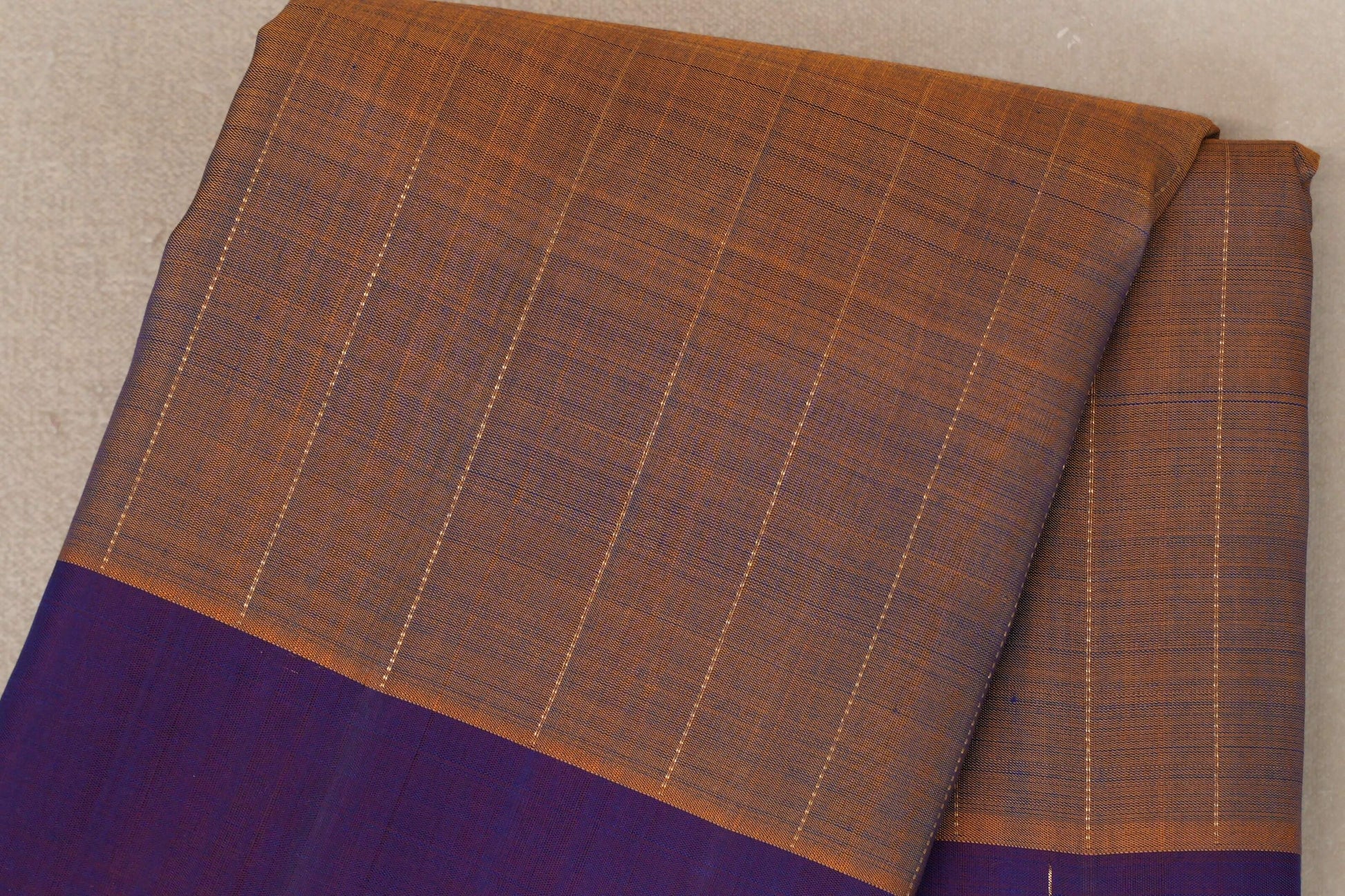 Dual Tone of Mustard & Deep Blue Plant based Silk Saree body
