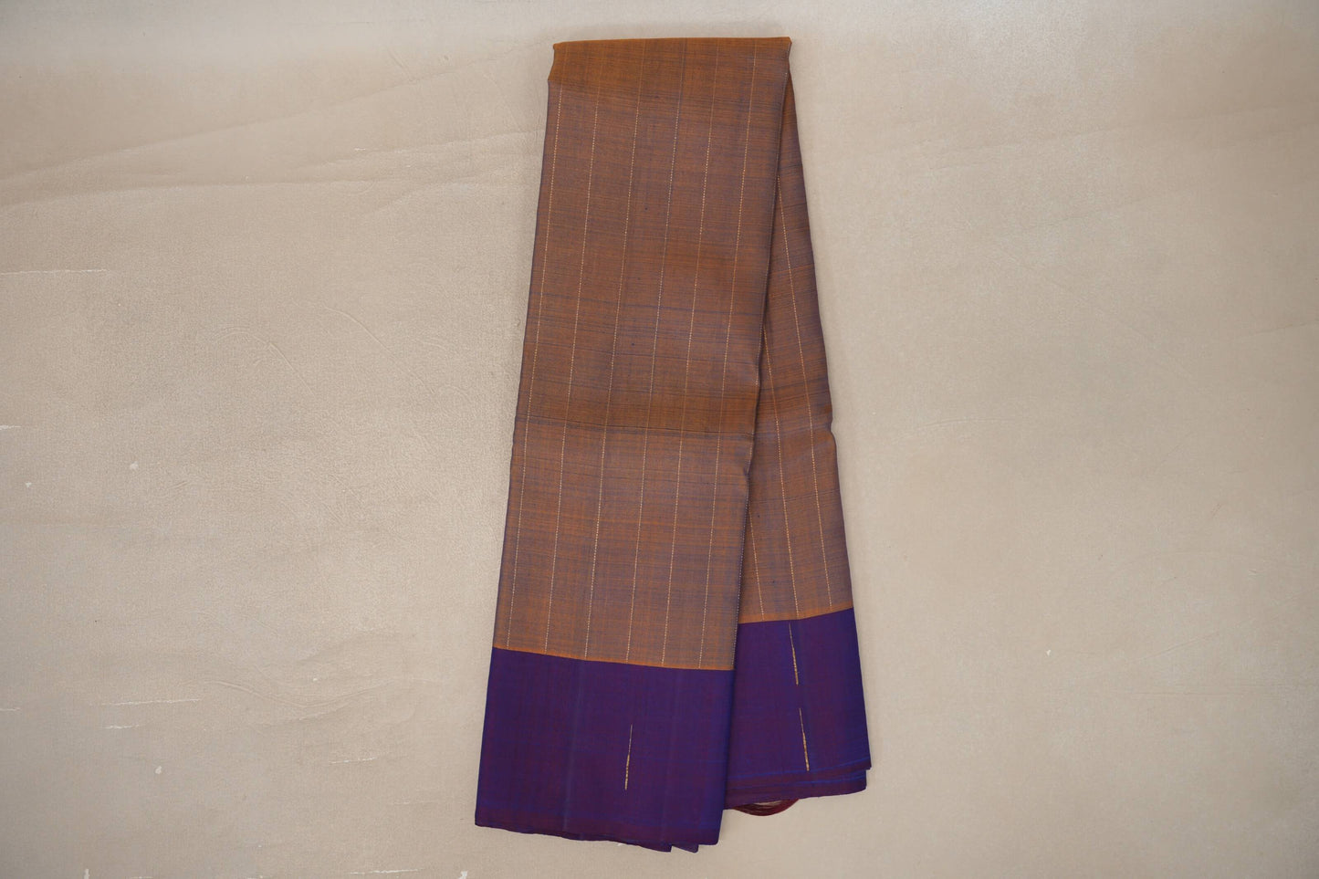 Dual Tone of Mustard & Deep Blue Plant based Kanjivaram Silk Saree
