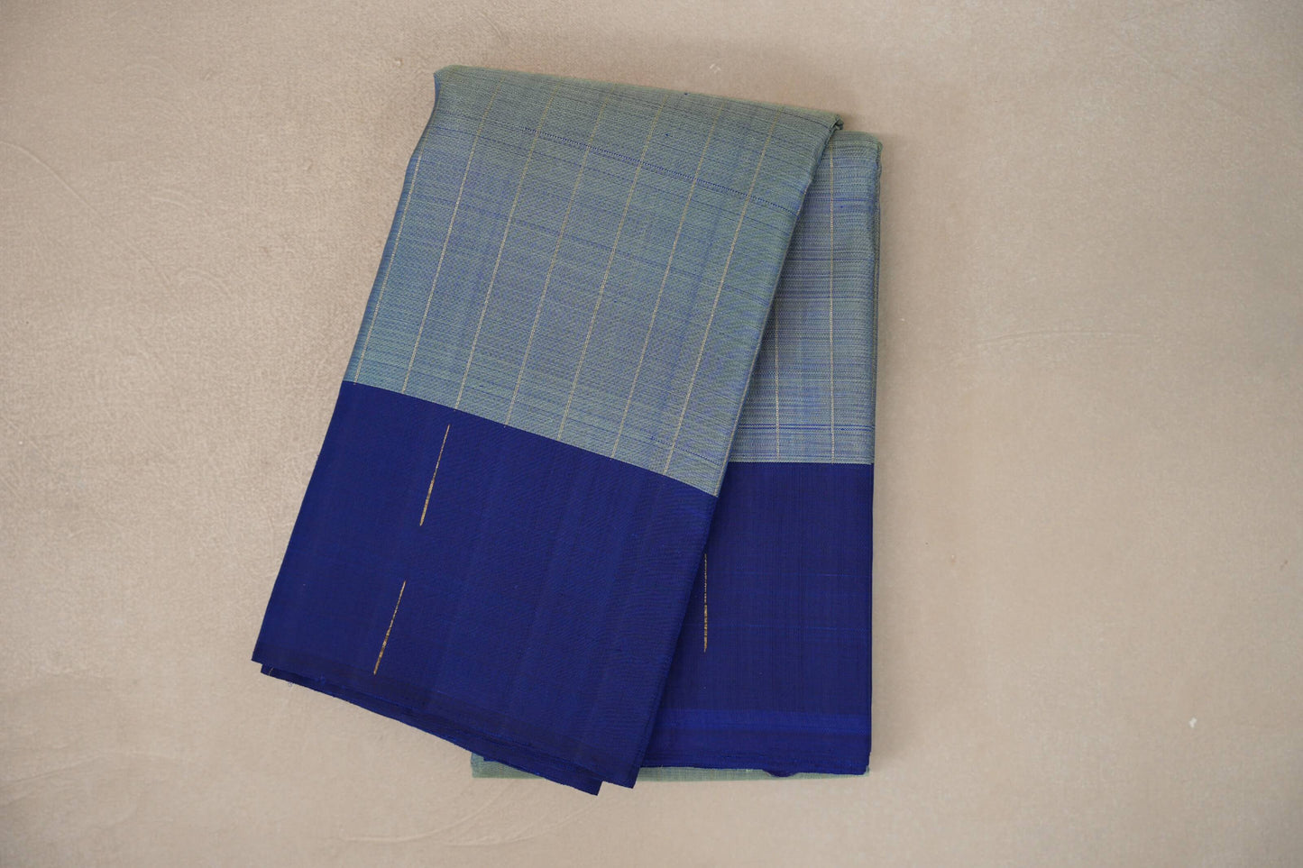 Dual Tone of Elaichi Green & Deep Blue Plant based Kanjivaram Silk Saree 
