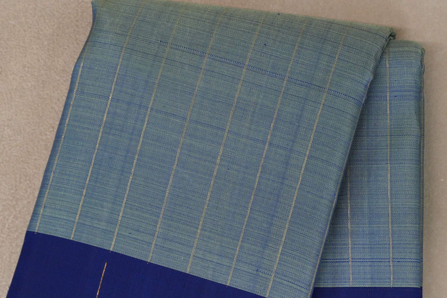 Dual Tone of Elaichi Green & Deep Blue Plant based Kanjivaram Silk Saree  body