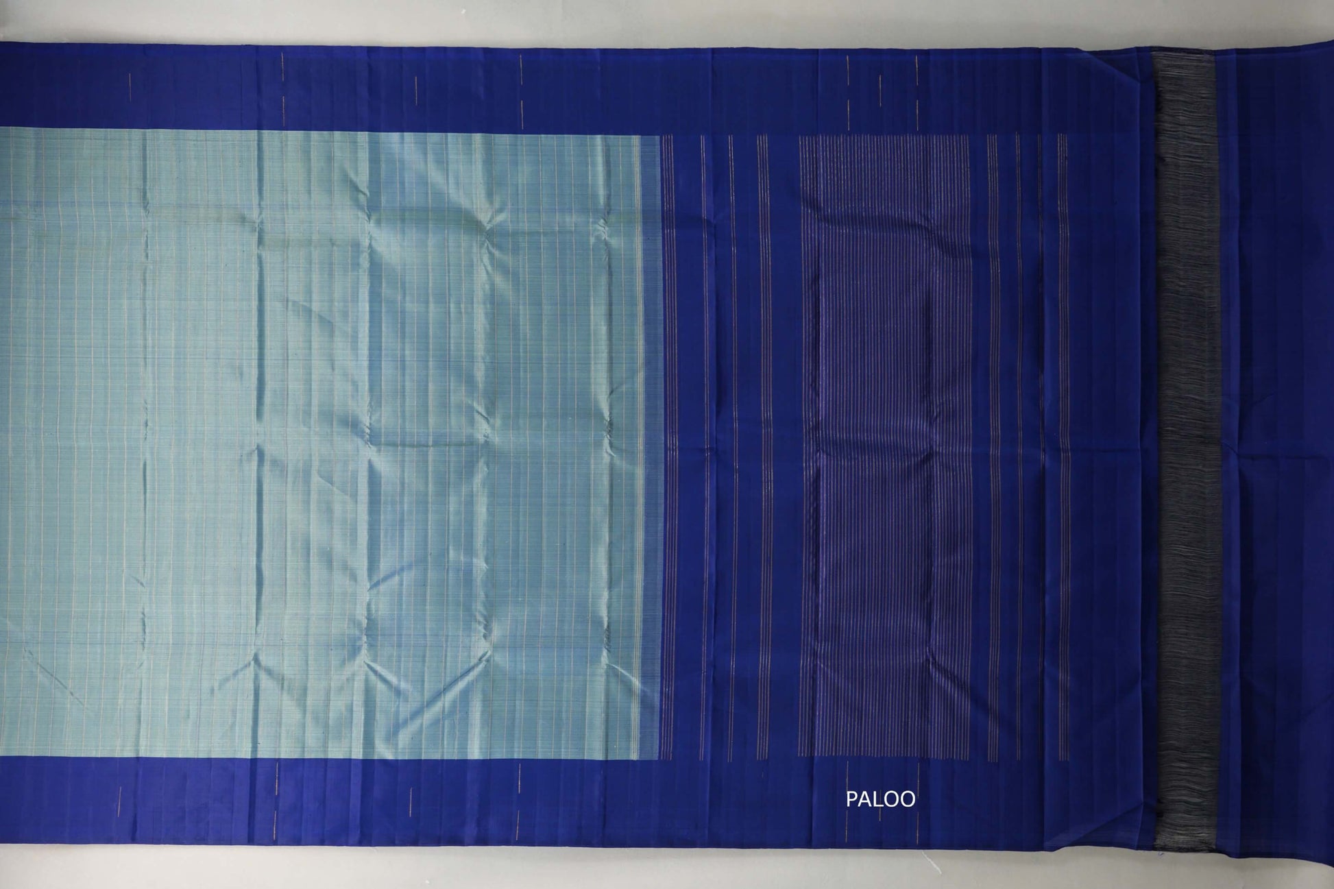 Dual Tone of Elaichi Green & Deep Blue Plant based Kanjivaram Silk Saree  paloo