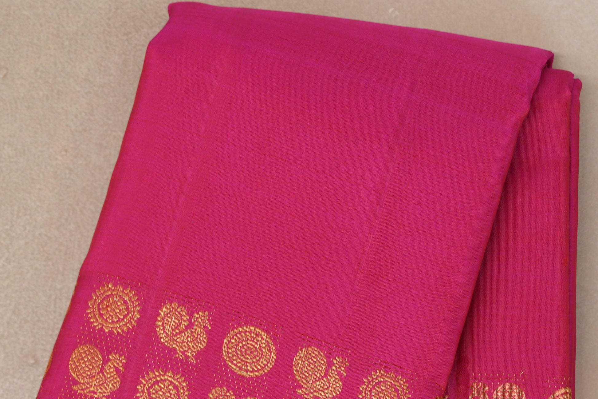 Bright Pink Plant based Kanjivaram Silk Saree body