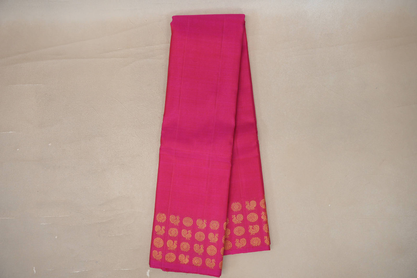 Bright Pink Plant based Kanjivaram Silk Saree