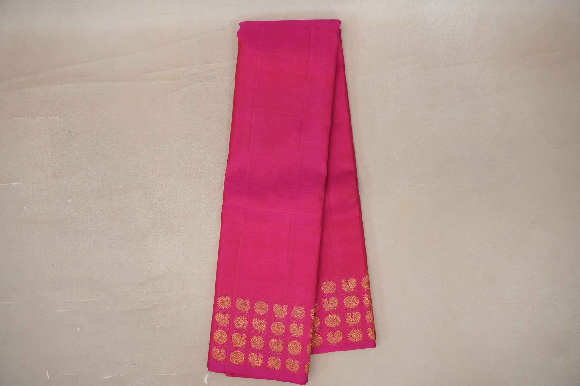 Bright Pink Plant based Kanjivaram Silk Saree