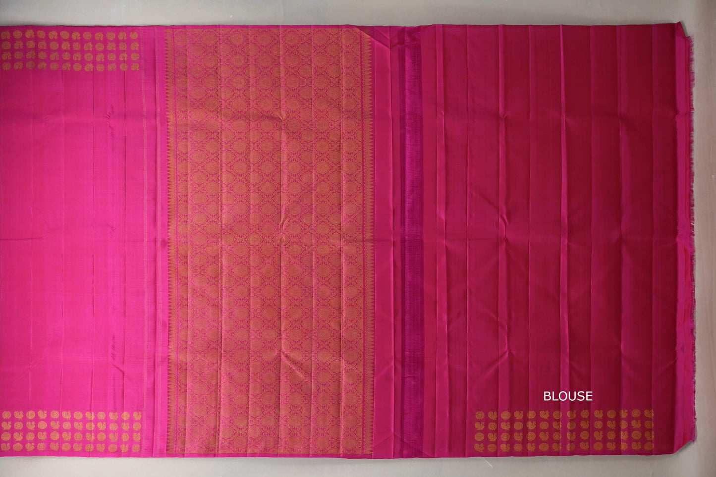 Bright Pink Plant based Kanjivaram Silk Saree bloudr