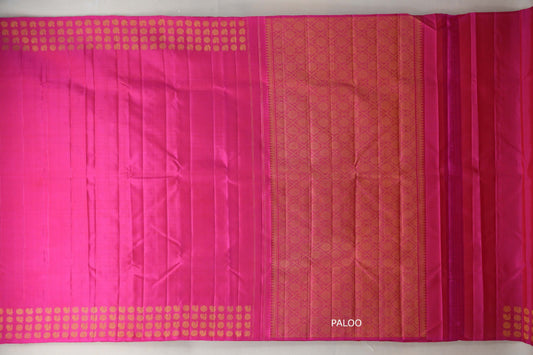 Bright Pink Plant based Kanjivaram Silk Saree