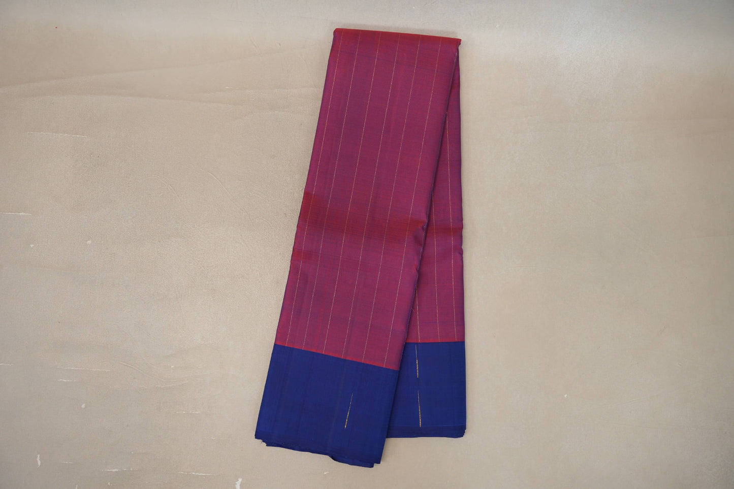Dual Tone of Reddish Orange & Deep Blue Plant based Kanjivaram Silk Saree