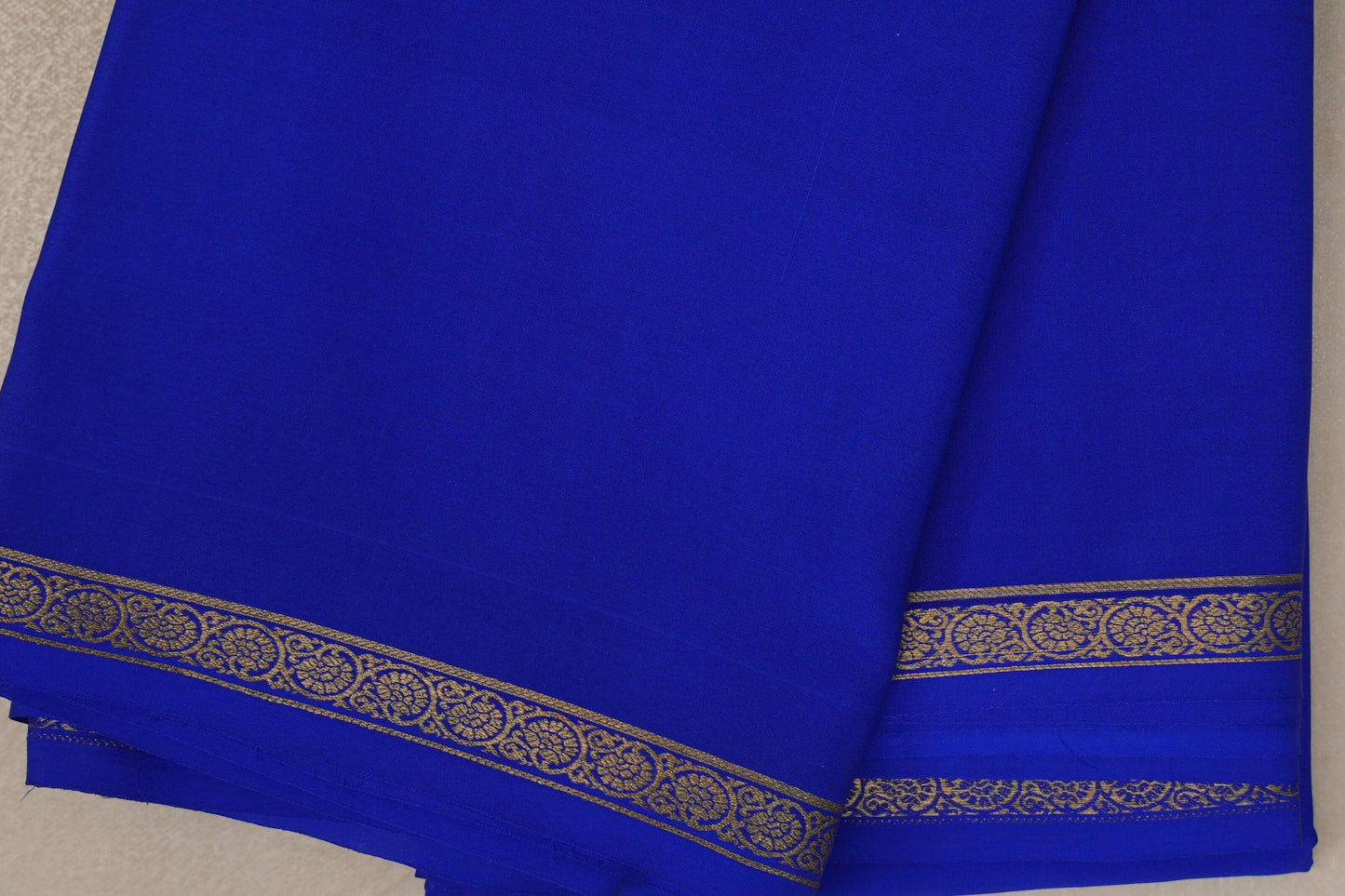 Dark Royal Blue Mysore Silk Saree  border
