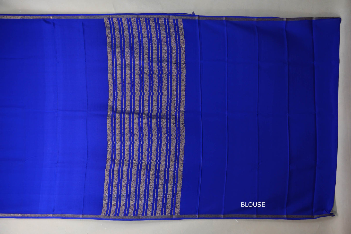 Dark Royal Blue Mysore Silk Saree  blouse