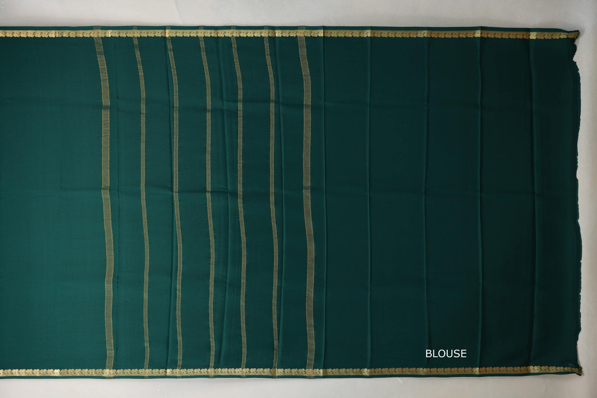Dark Green Mysore Silk Saree  blouse