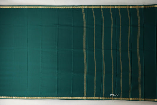 Dark Green Mysore Silk Saree paloo