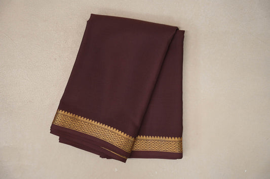 Dark coffee brown Mysore Silk Saree 