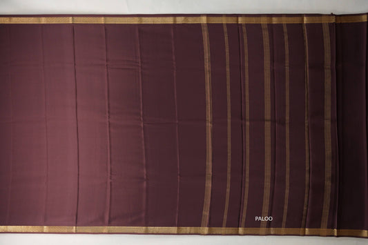 Dark coffee brown Mysore Silk Saree  paloo
