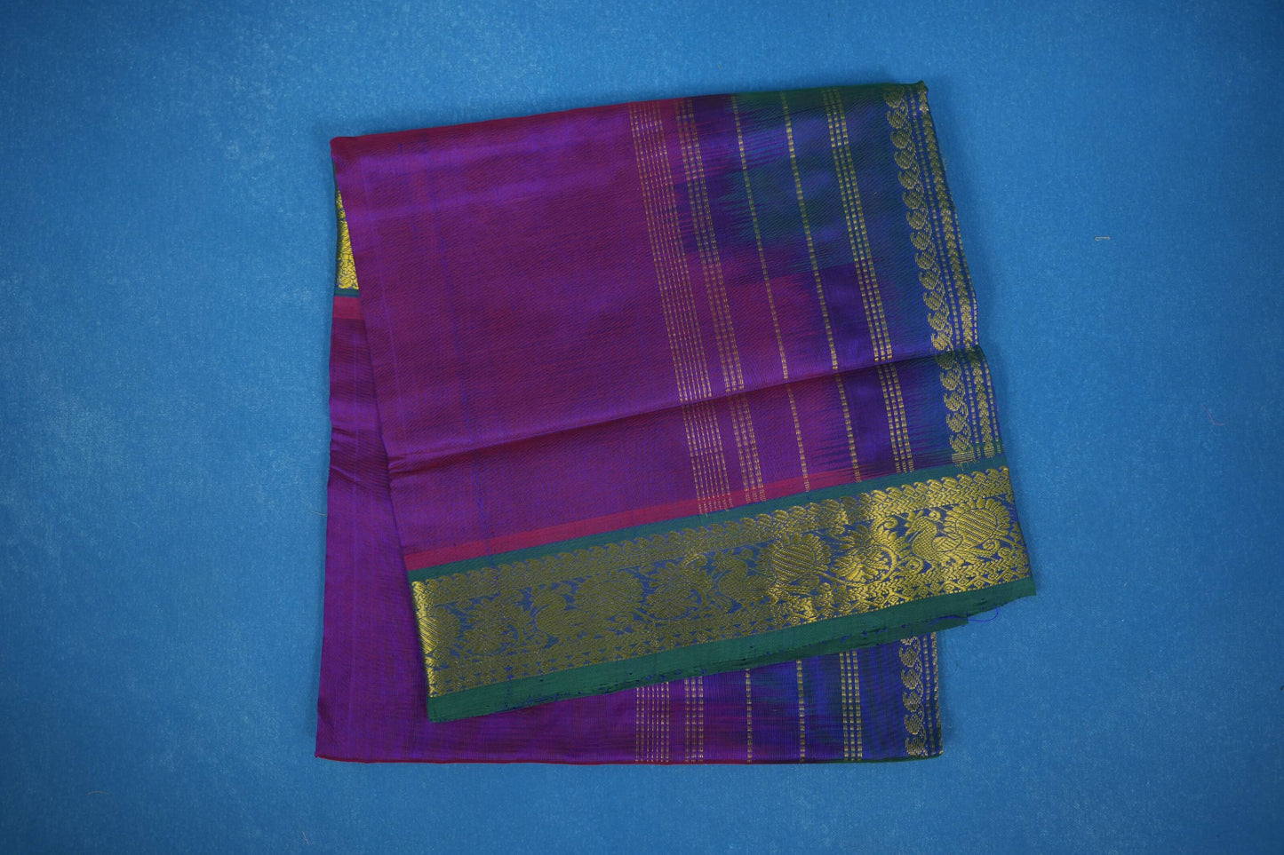 Blue with pink vintage silk cotton saree