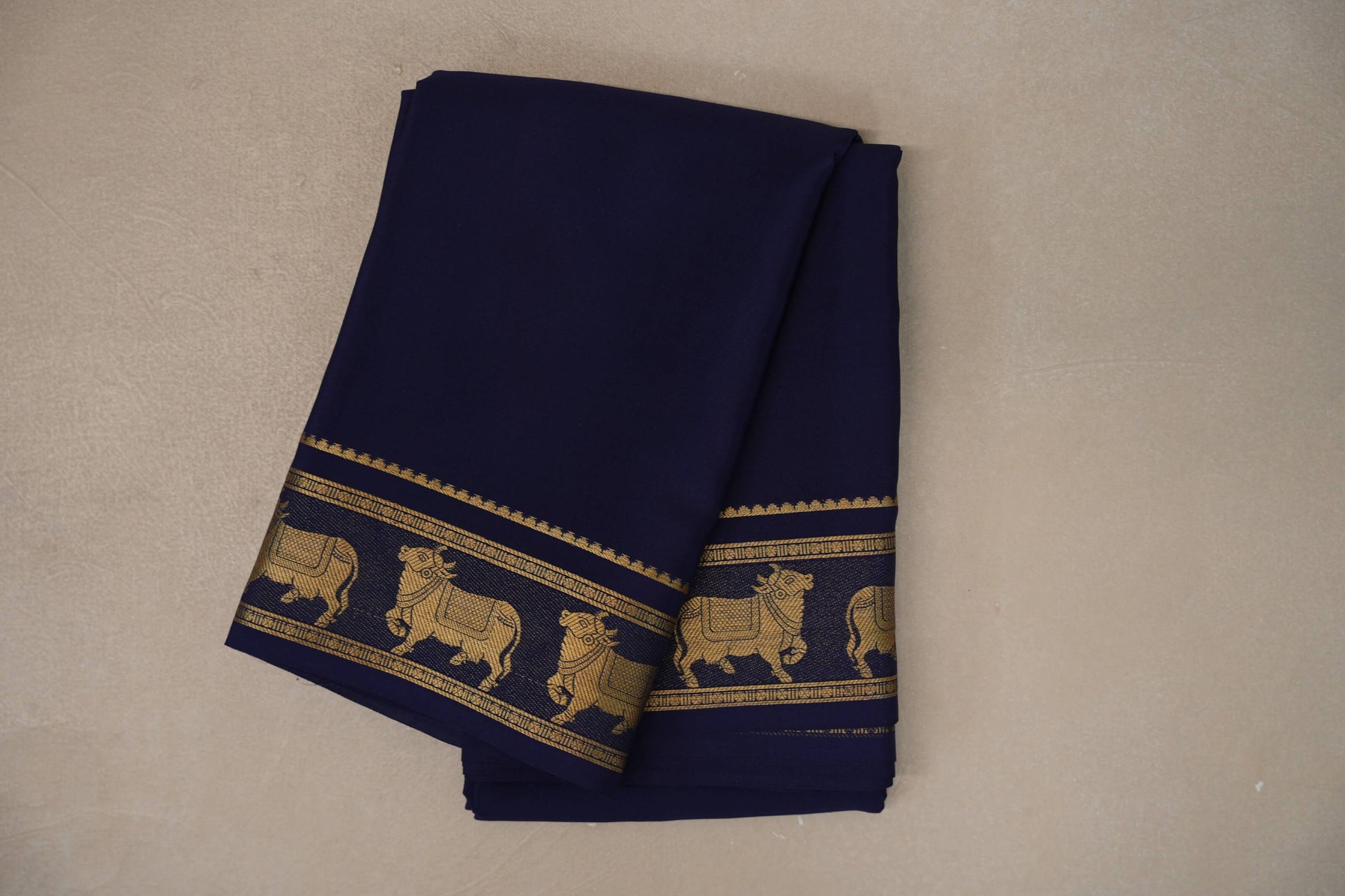 Navy Blue Mysore Silk Saree 