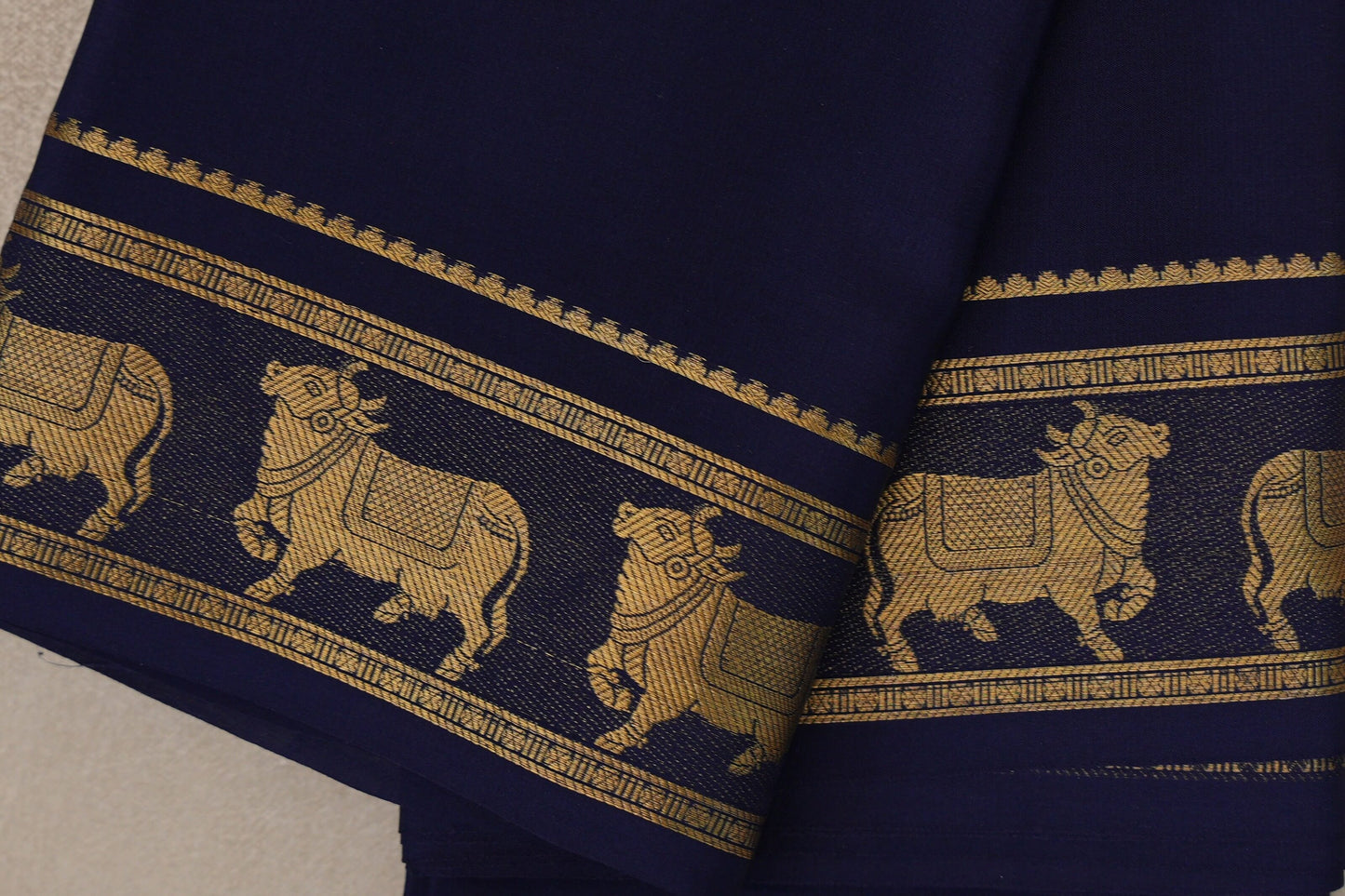 Navy Blue Mysore Silk Saree  border