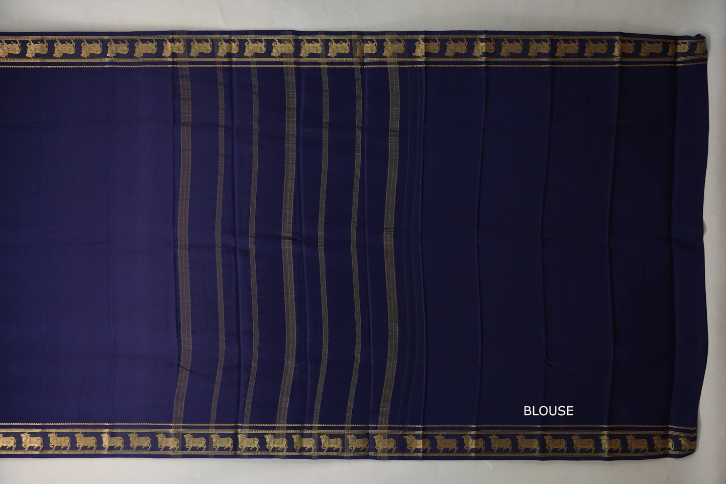 Navy Blue Mysore Silk Saree  blouse