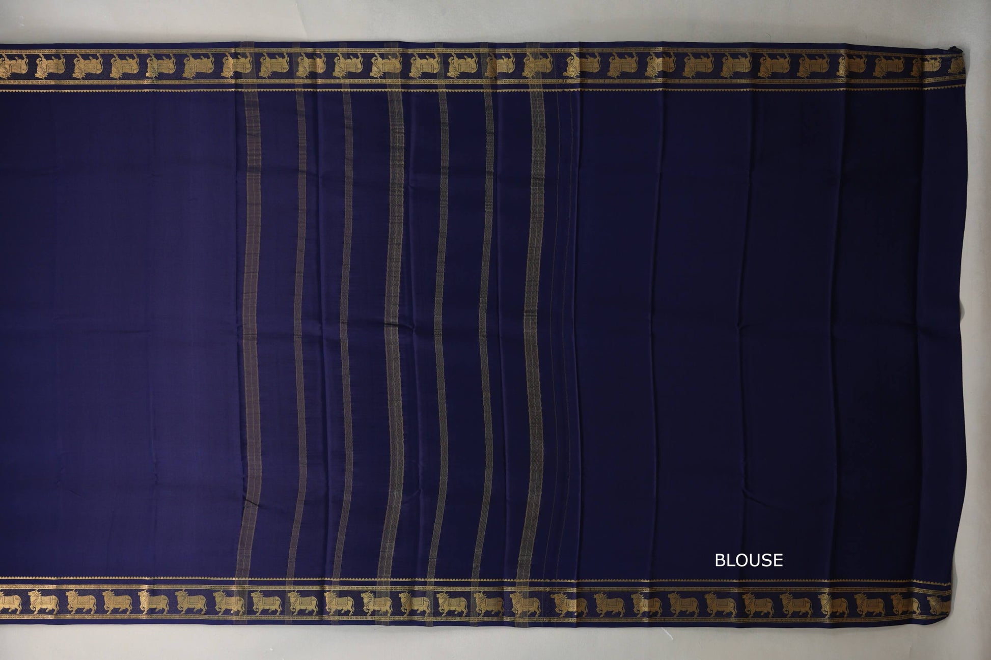 Navy Blue Mysore Silk Saree  blouse