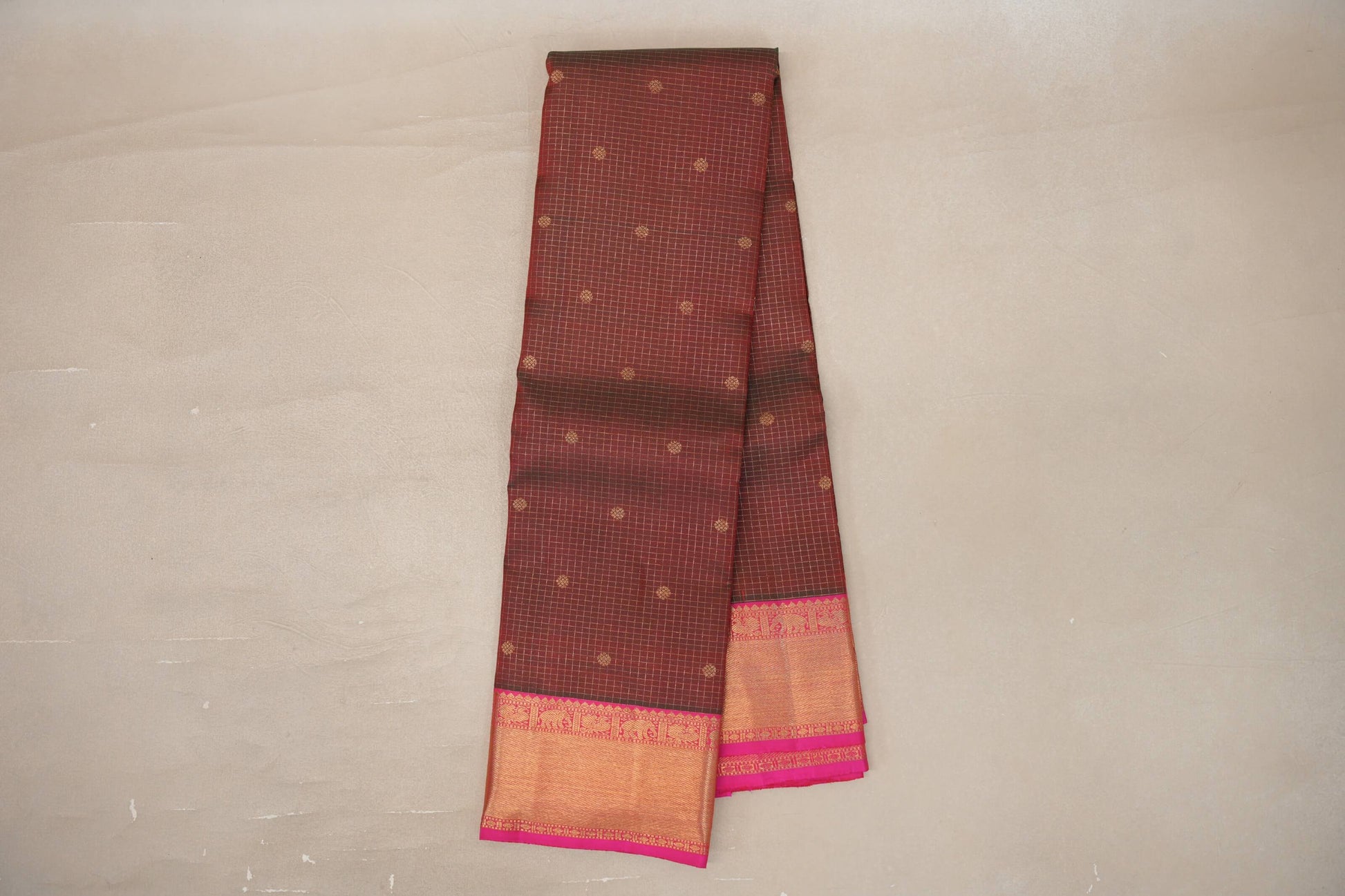 Online Dual Tone of Green and Red with Bright Pink Borders Vintage Heirloom Kanjivaram Silk Saree