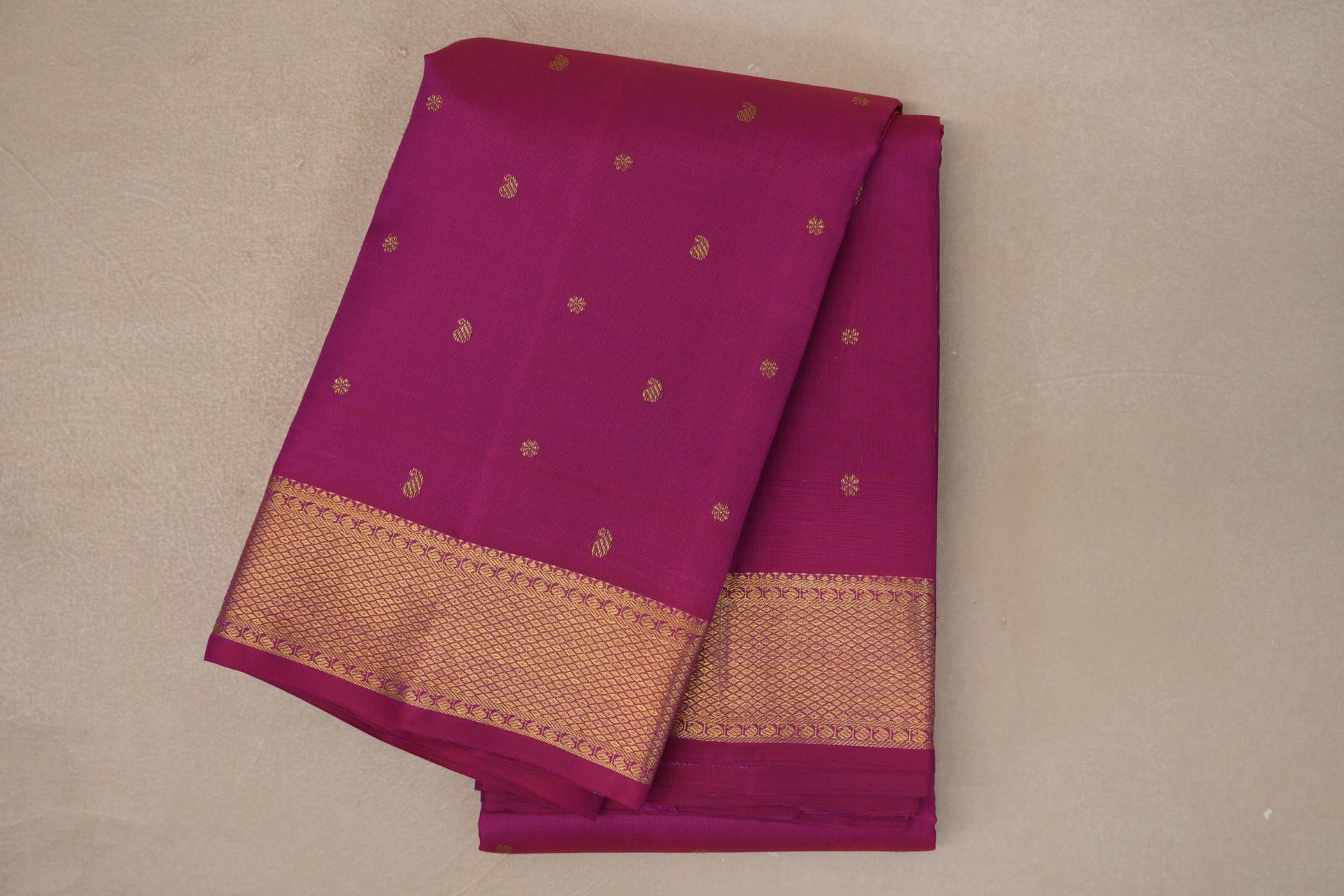 Bright Magenta Vintage Heirloom Kanjivaram Silk Saree 