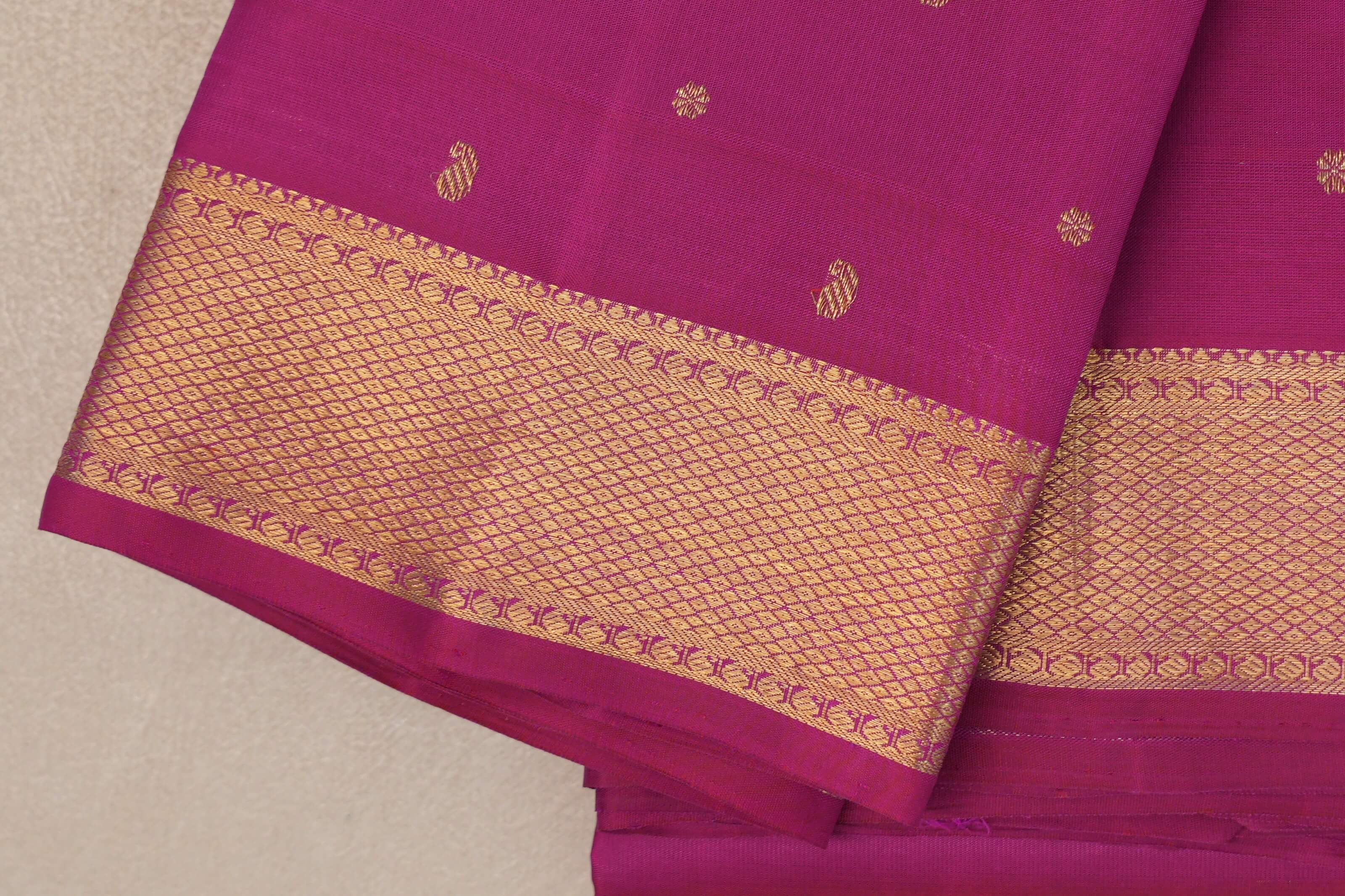 Bright Magenta Vintage Heirloom Kanjivaram Silk Saree border