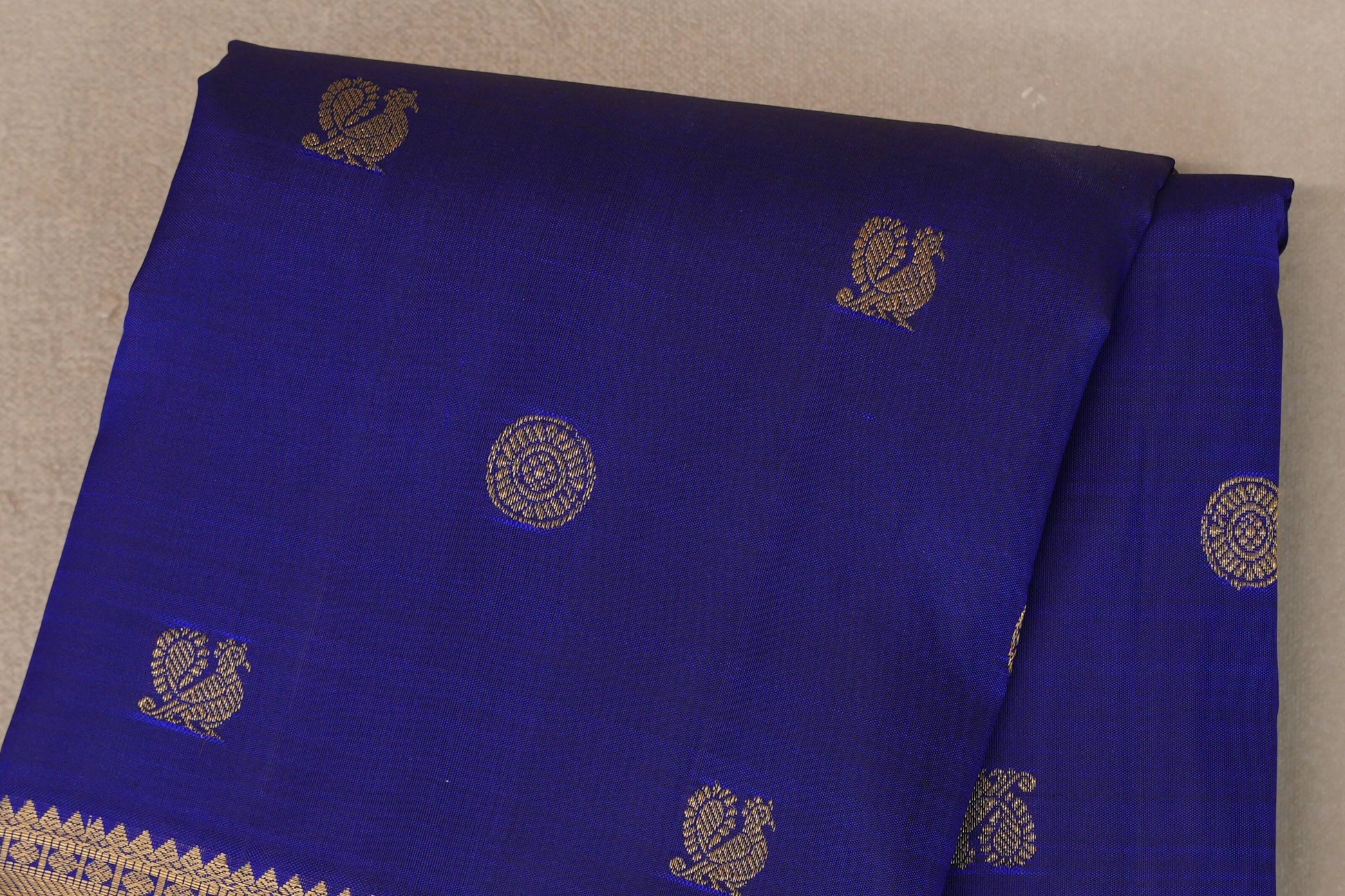 Deep Blue Vintage Heirloom Kanjivaram Silk Saree body