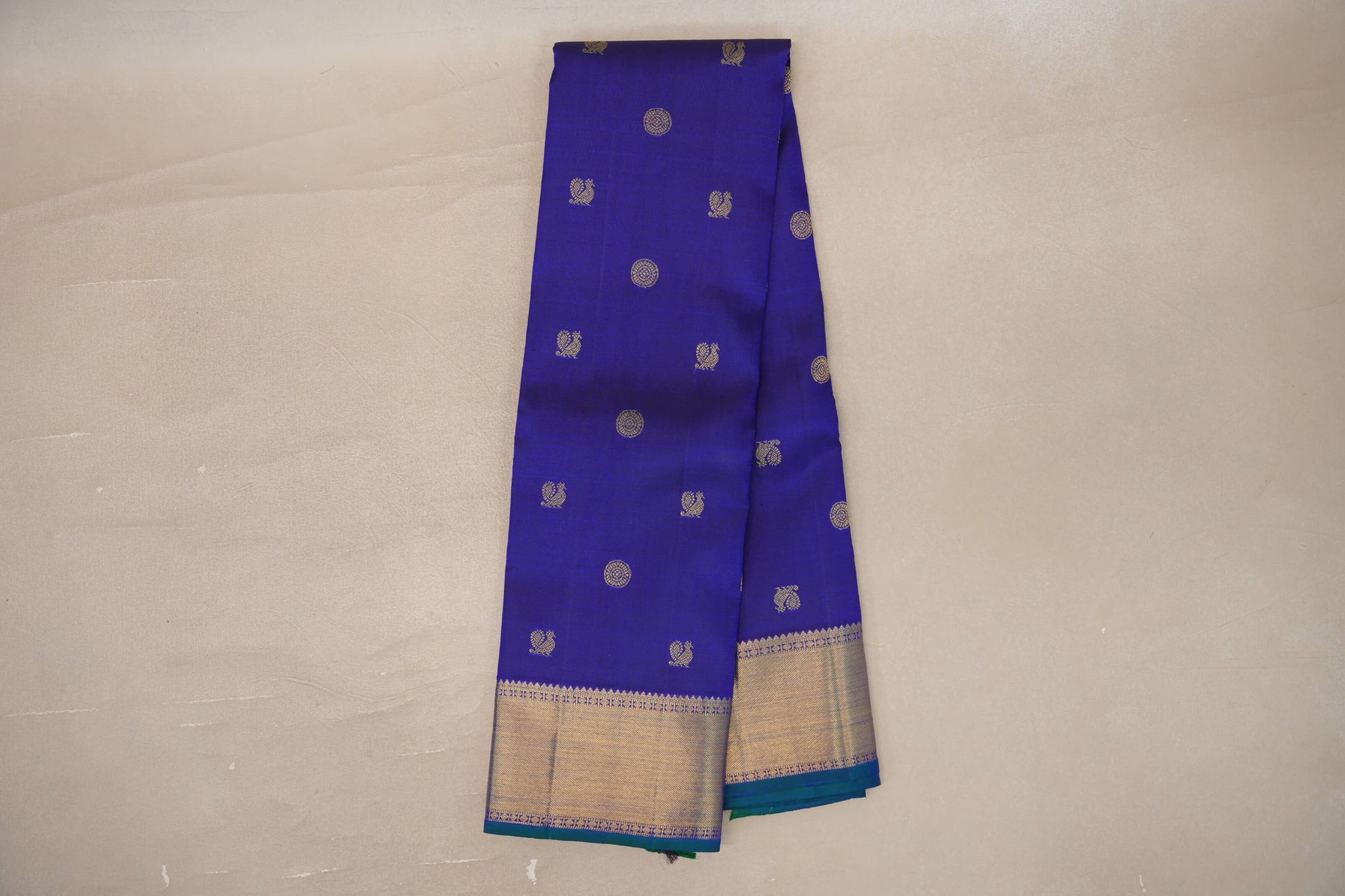 Online Deep Blue Vintage Heirloom Kanjivaram Silk Saree