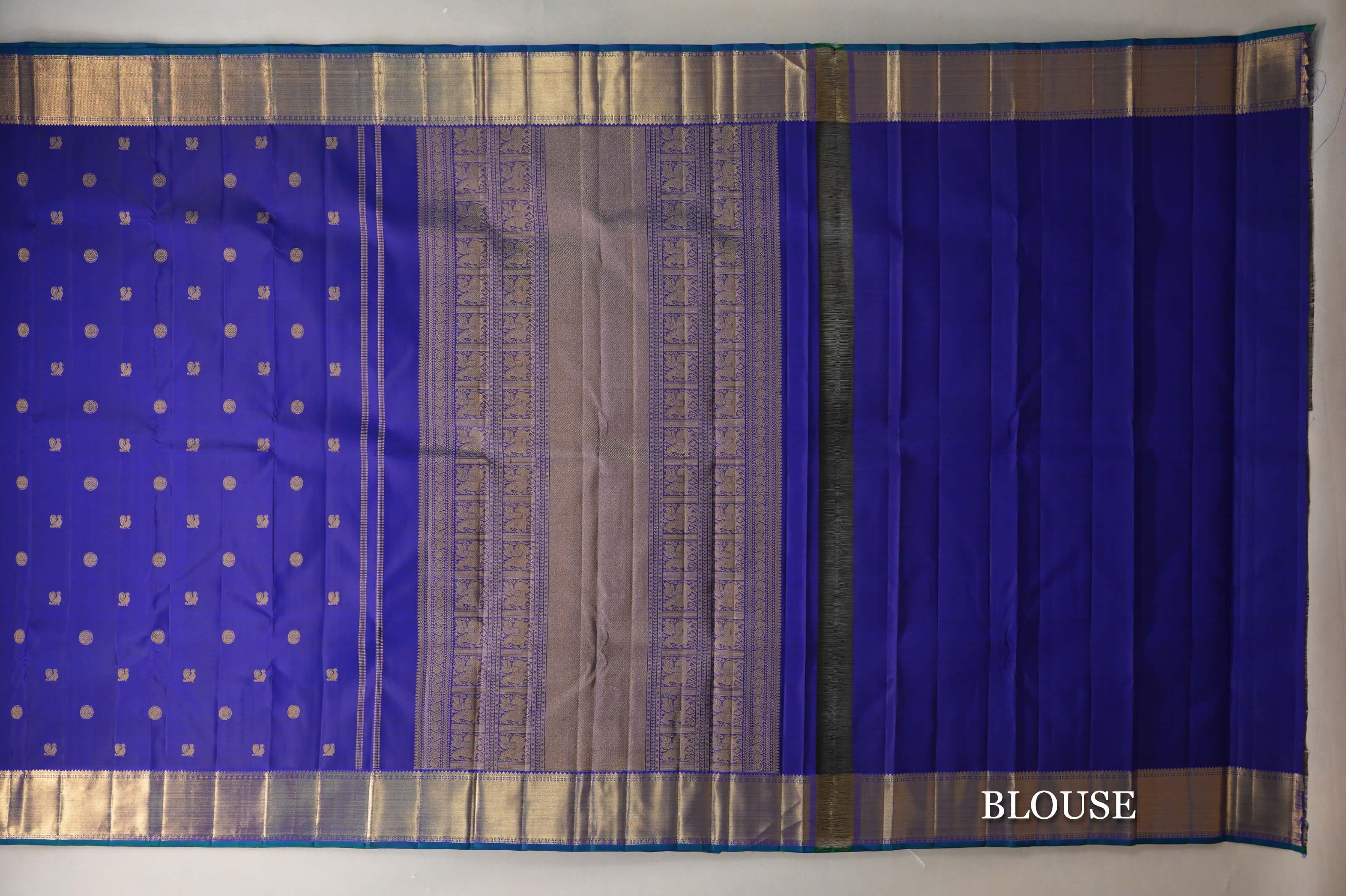 Deep Blue Vintage Heirloom Kanjivaram Silk Saree blouse