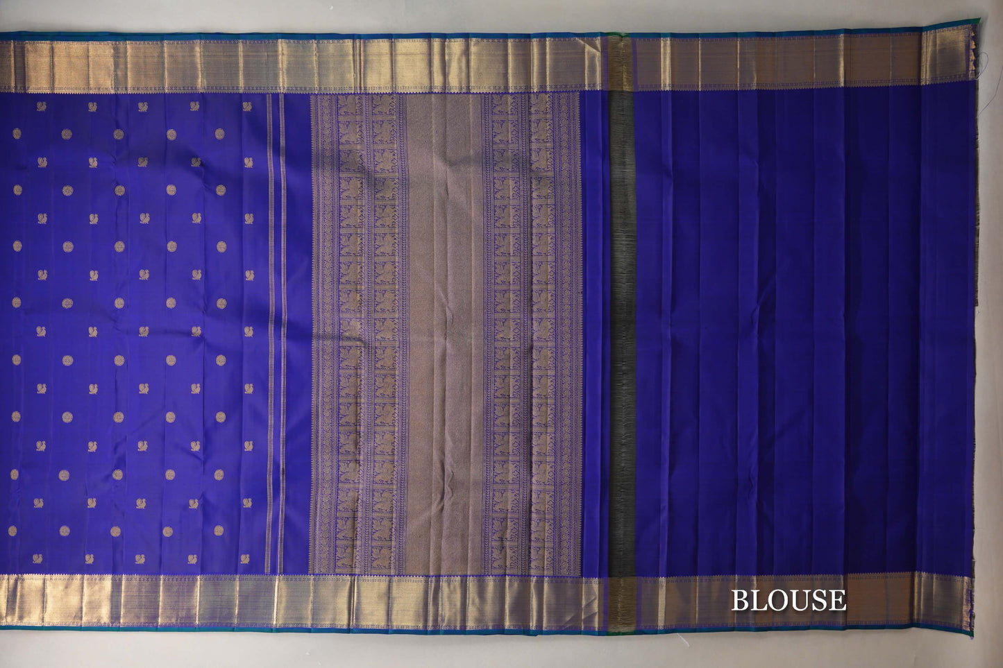 Deep Blue Vintage Heirloom Kanjivaram Silk Saree blouse