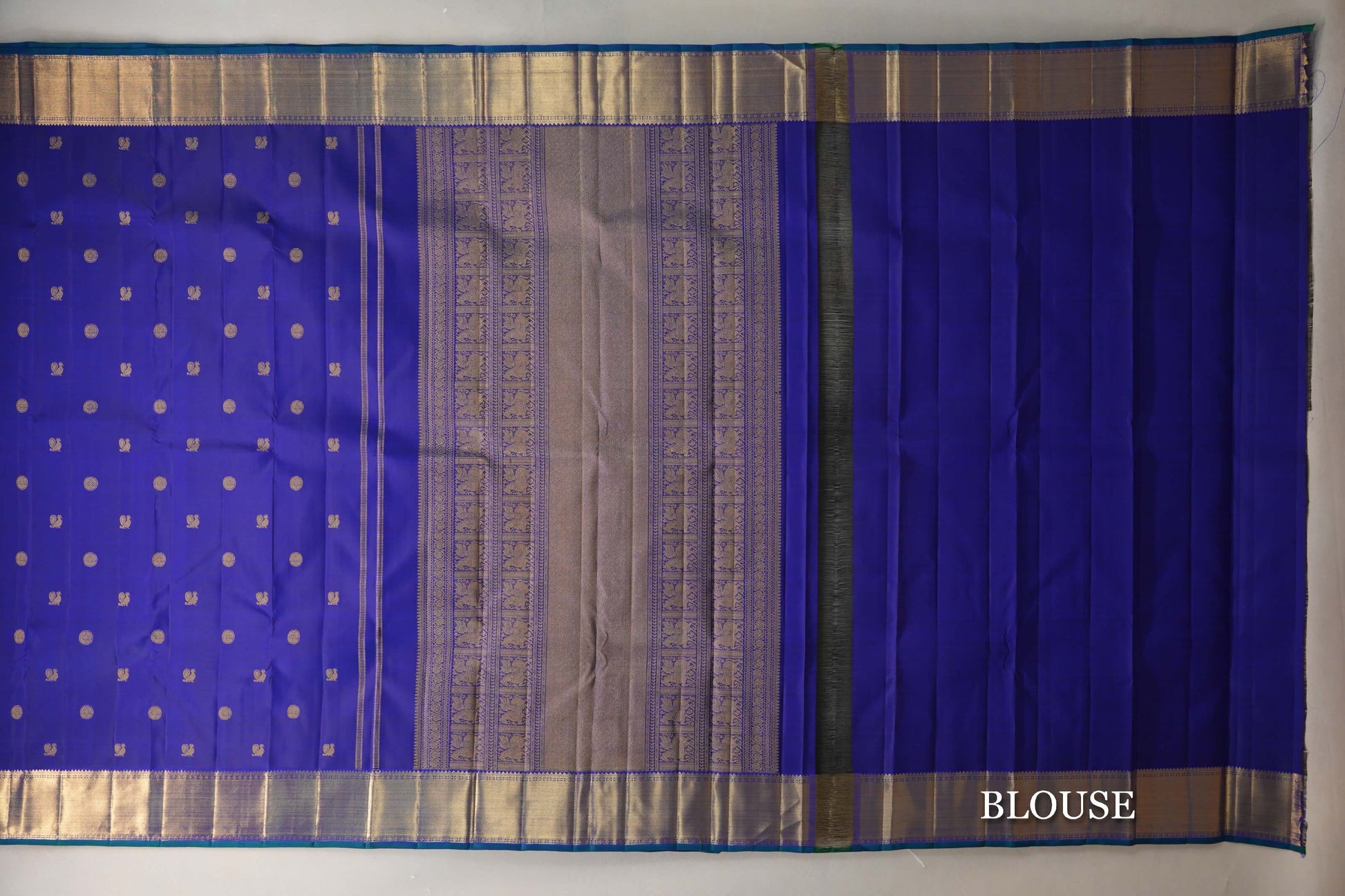 Deep Blue Vintage Heirloom Kanjivaram Silk Saree blouse