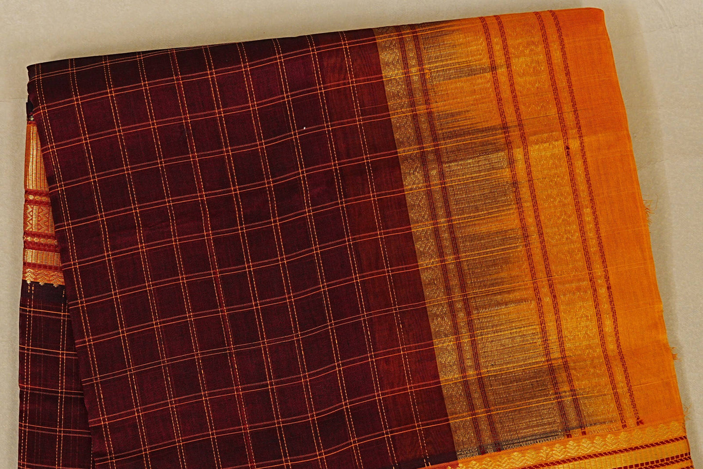 Deep Maroon Silk Cotton Saree body zoom