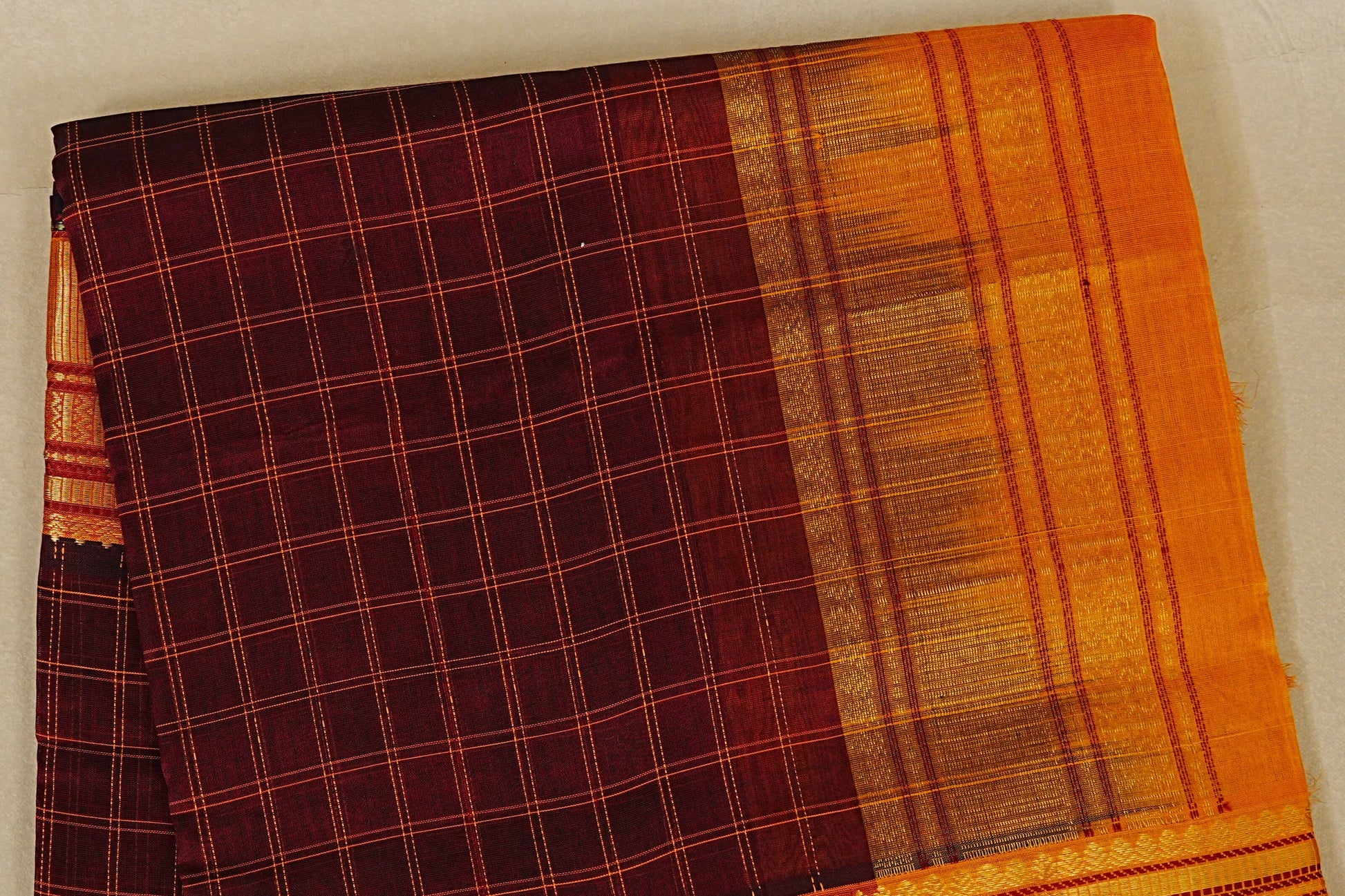 Deep Maroon Silk Cotton Saree body zoom