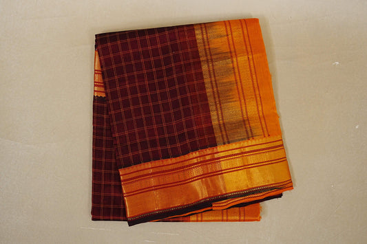  Deep Maroon Silk Cotton Sare folded