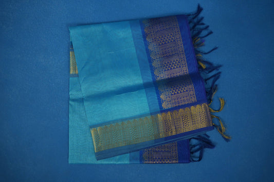 Sky blue vintage silk cotton saree