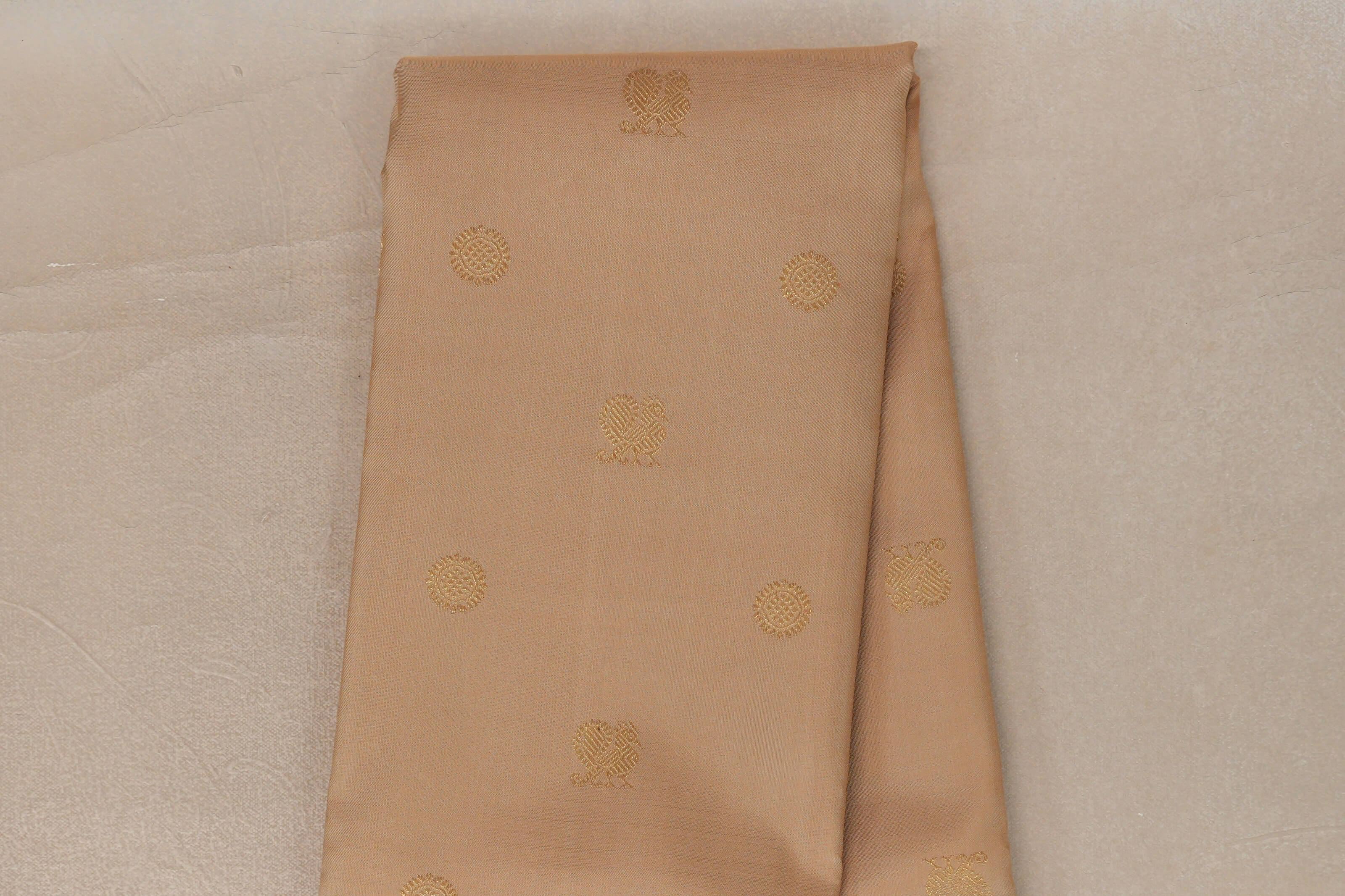 Biscuit Beige with Deep Maroon Borders Vintage Heirloom Kanjivaram Silk Saree body