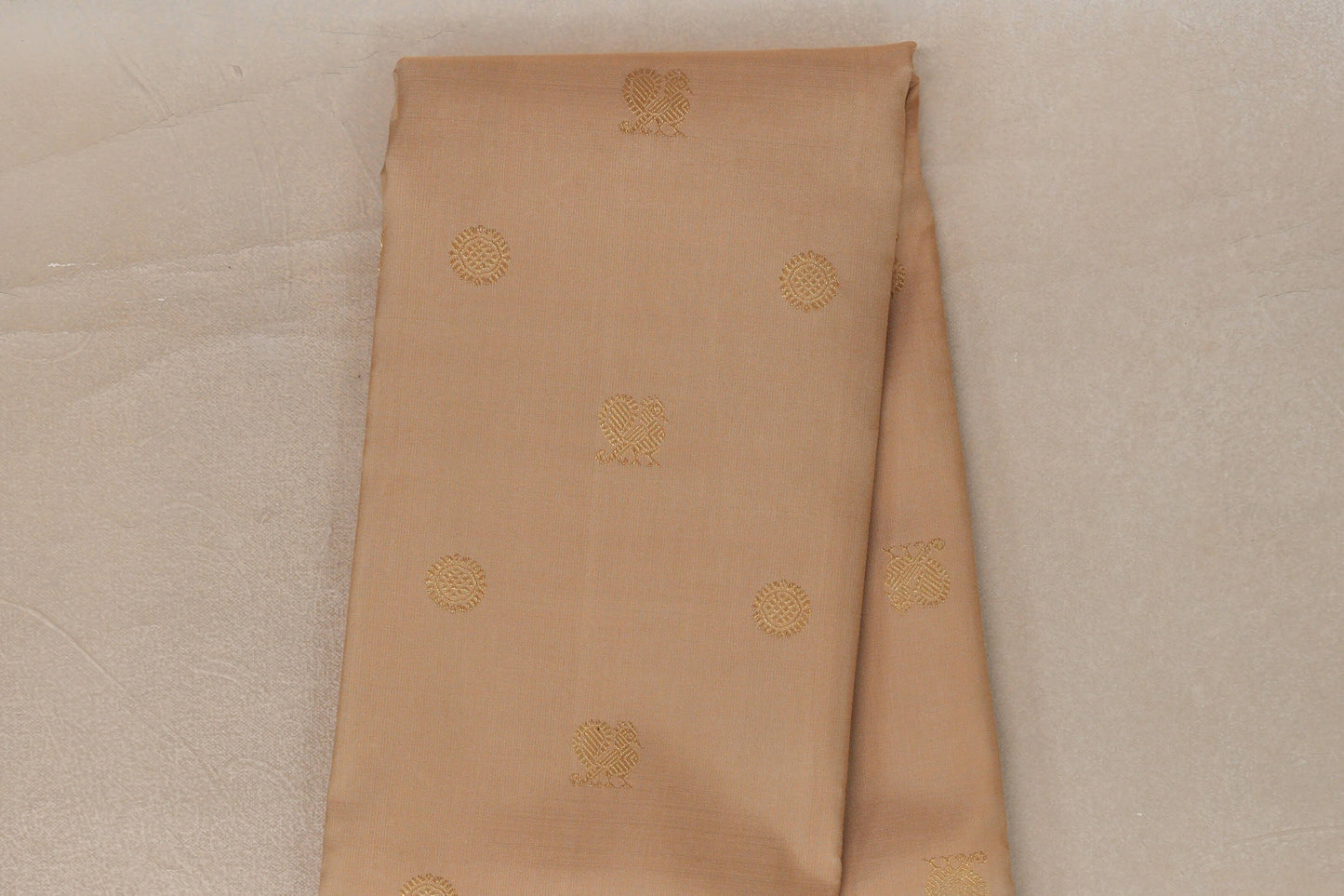 Biscuit Beige with Deep Maroon Borders Vintage Heirloom Kanjivaram Silk Saree body