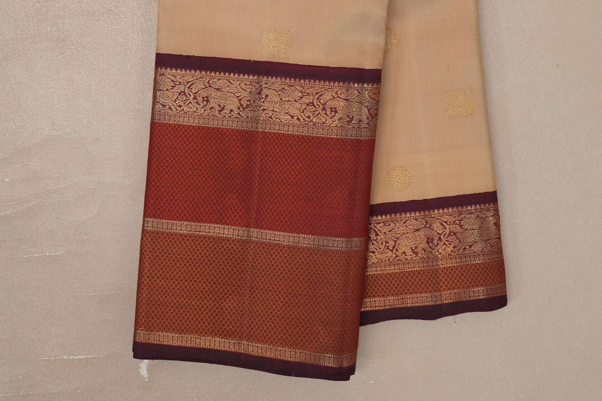 Biscuit Beige Vintage Heirloom Kanjivaram Silk Saree border