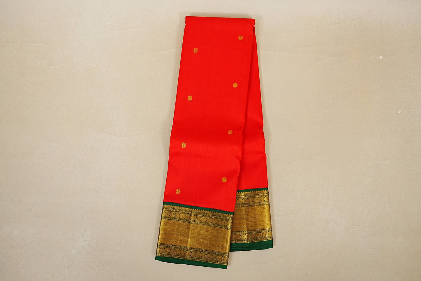 Bright Red with Bottle Green Borders Vintage Kanjivaram Silk Saree online
