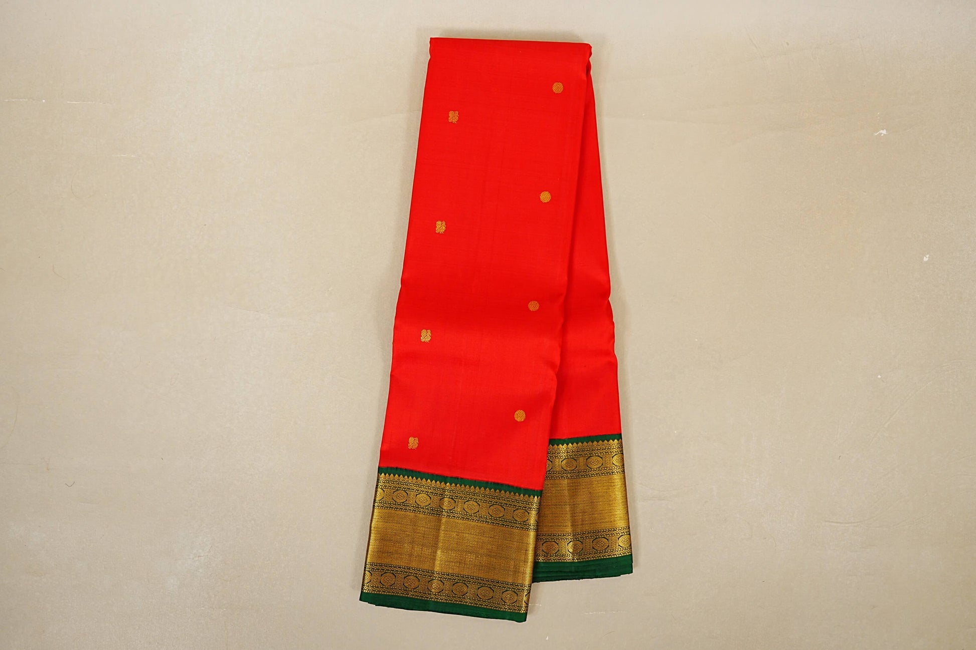 Bright Red with Bottle Green Borders Vintage Kanjivaram Silk Saree online