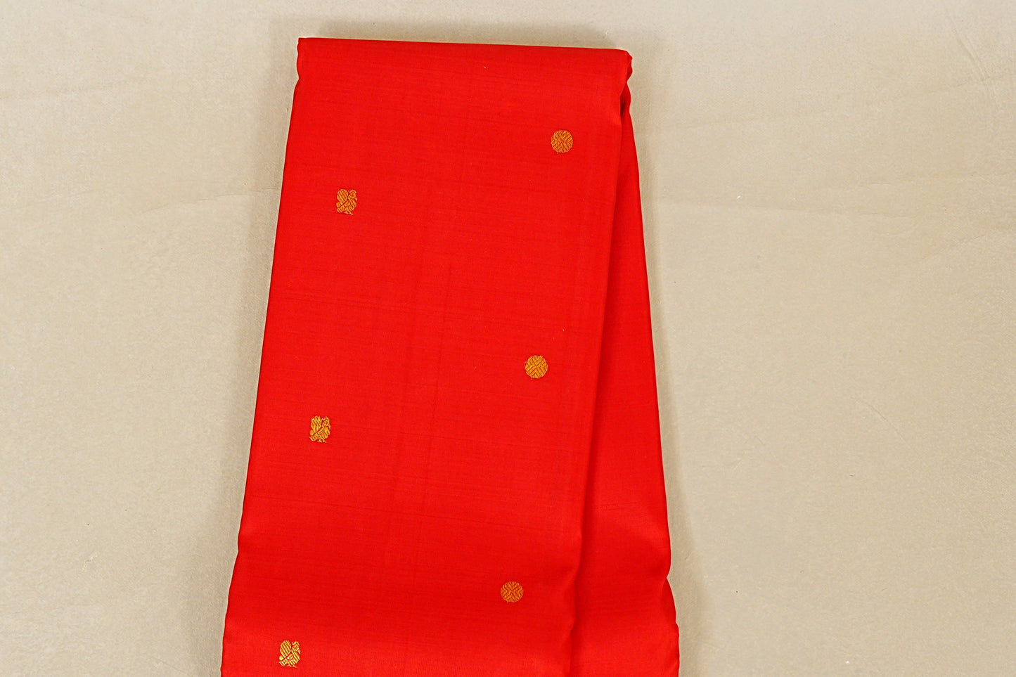 Bright Red Vintage Kanjivaram Silk Saree body zoom