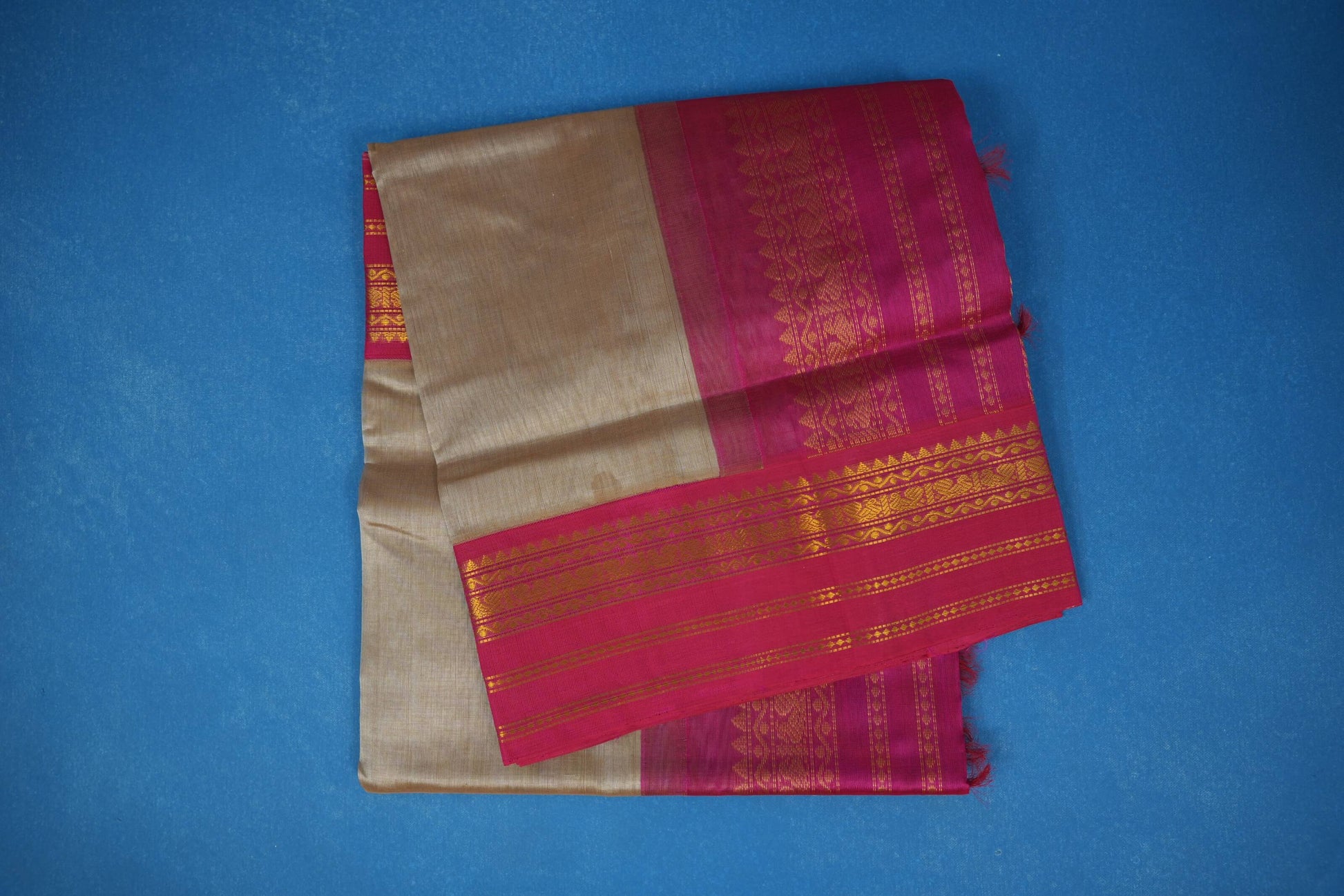 Dark beige vintage silk cotton saree