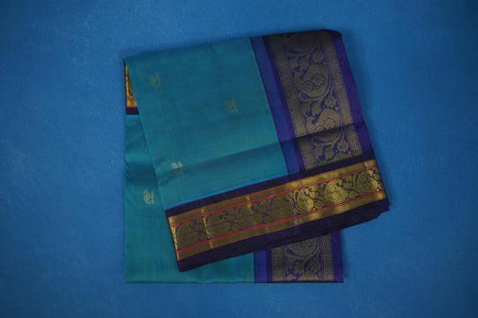 Peacock blue vintage silk cotton saree
