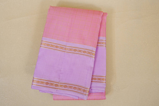 folded Baby Pink with Lavender Borders Vintage Kanjivaram Silk Saree 